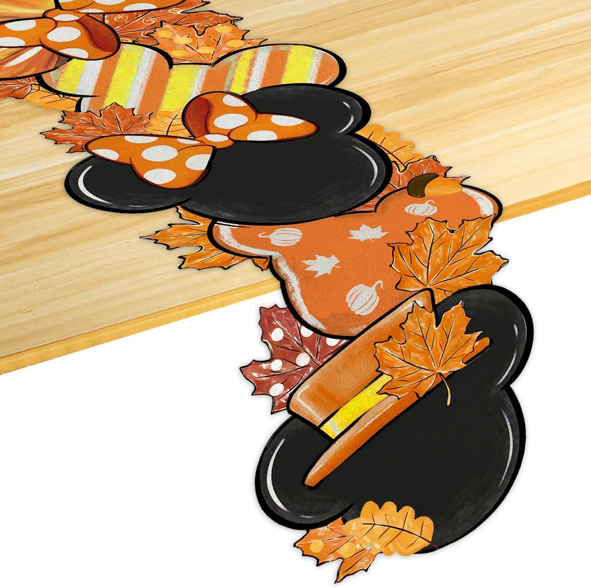 Fall Table Runner Autumn Table Cover Thanksgiving Cartoon Mouse