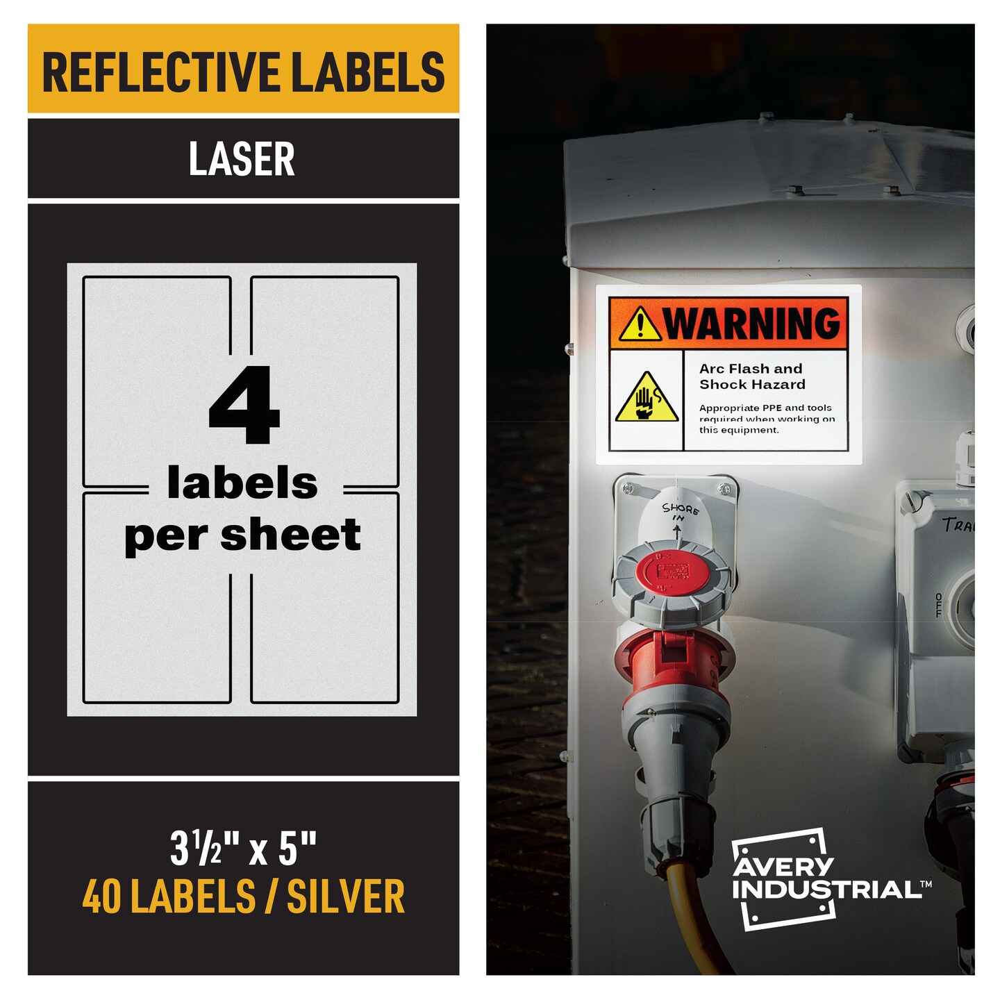 Avery Reflective Labels, 3.5" x 5" Silver Reflective Sign Labels, Laser Printable, 40 Labels (61584)