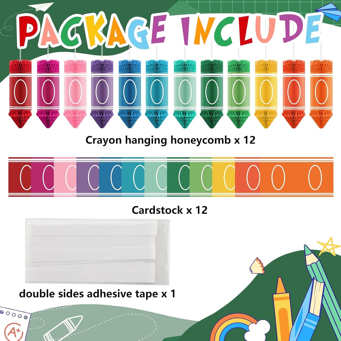 Back to School Decorations Hanging Honeycomb Tissue Paper (Multi Color)