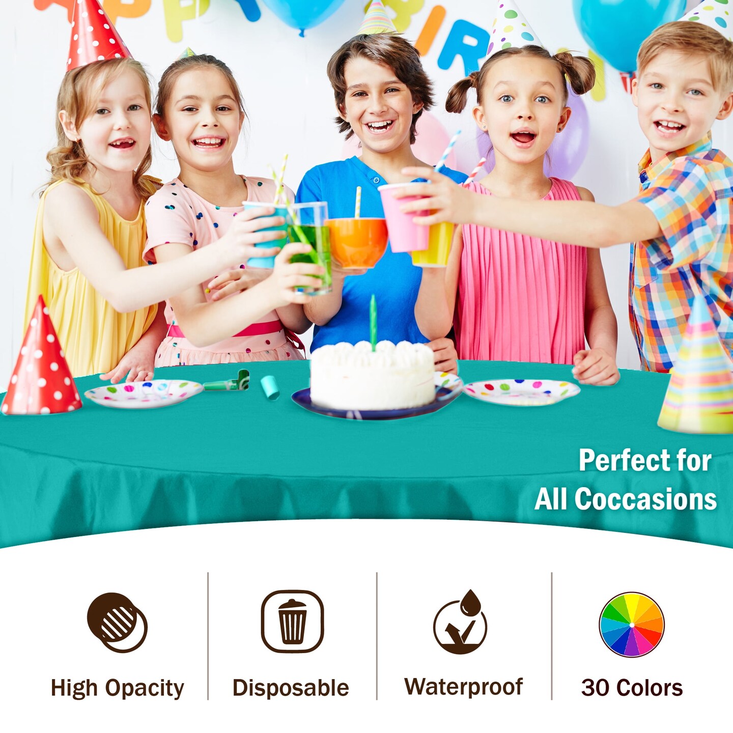 Exquisite 12-Pack Premium Plastic Tablecloth 54in. x 108in. Rectangle Plastic Table Cover