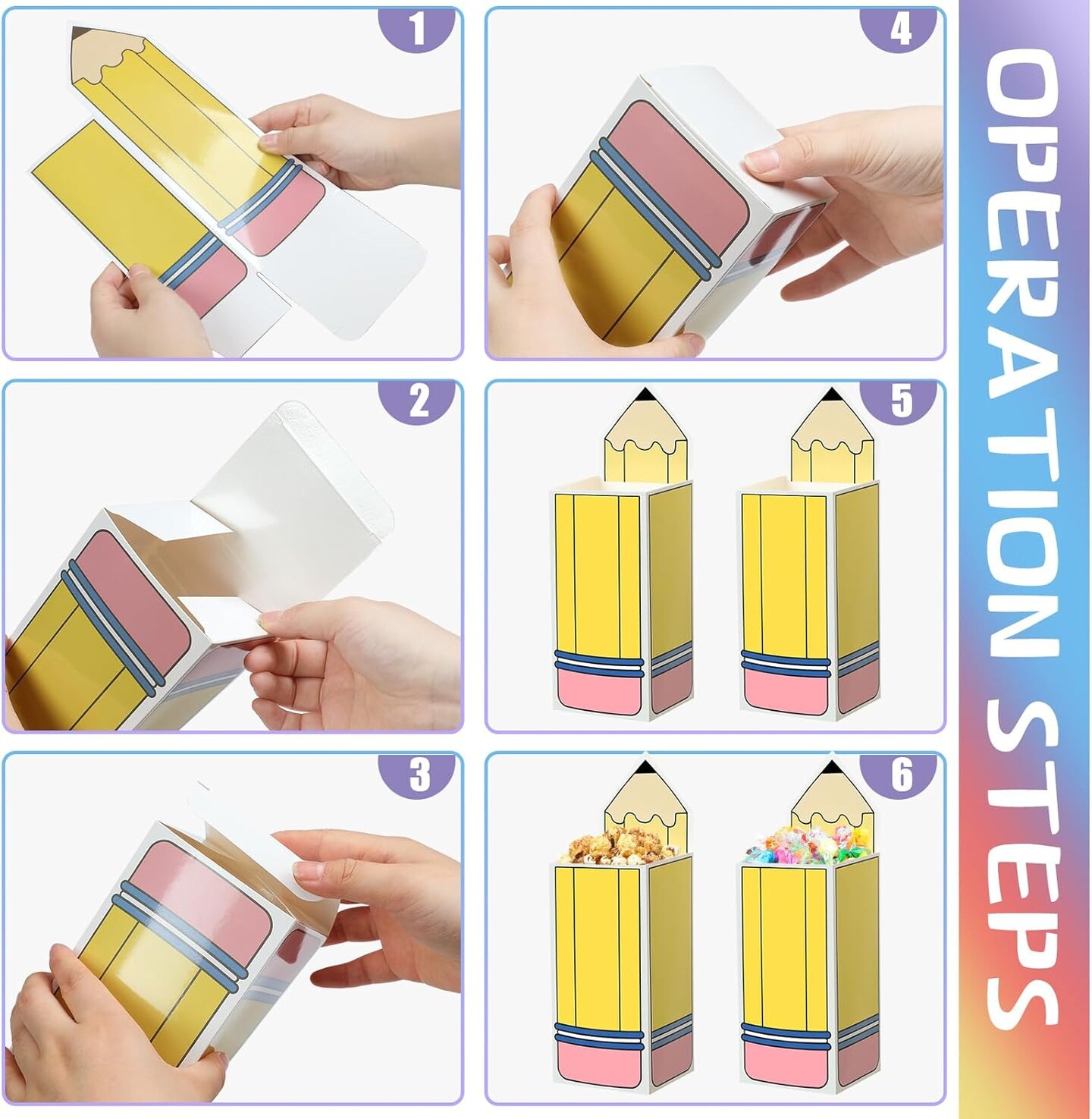 50 Pcs Pencil Gift Boxes Back to School (yellow) 14.17"L x 9.84"W x 1.97"H
