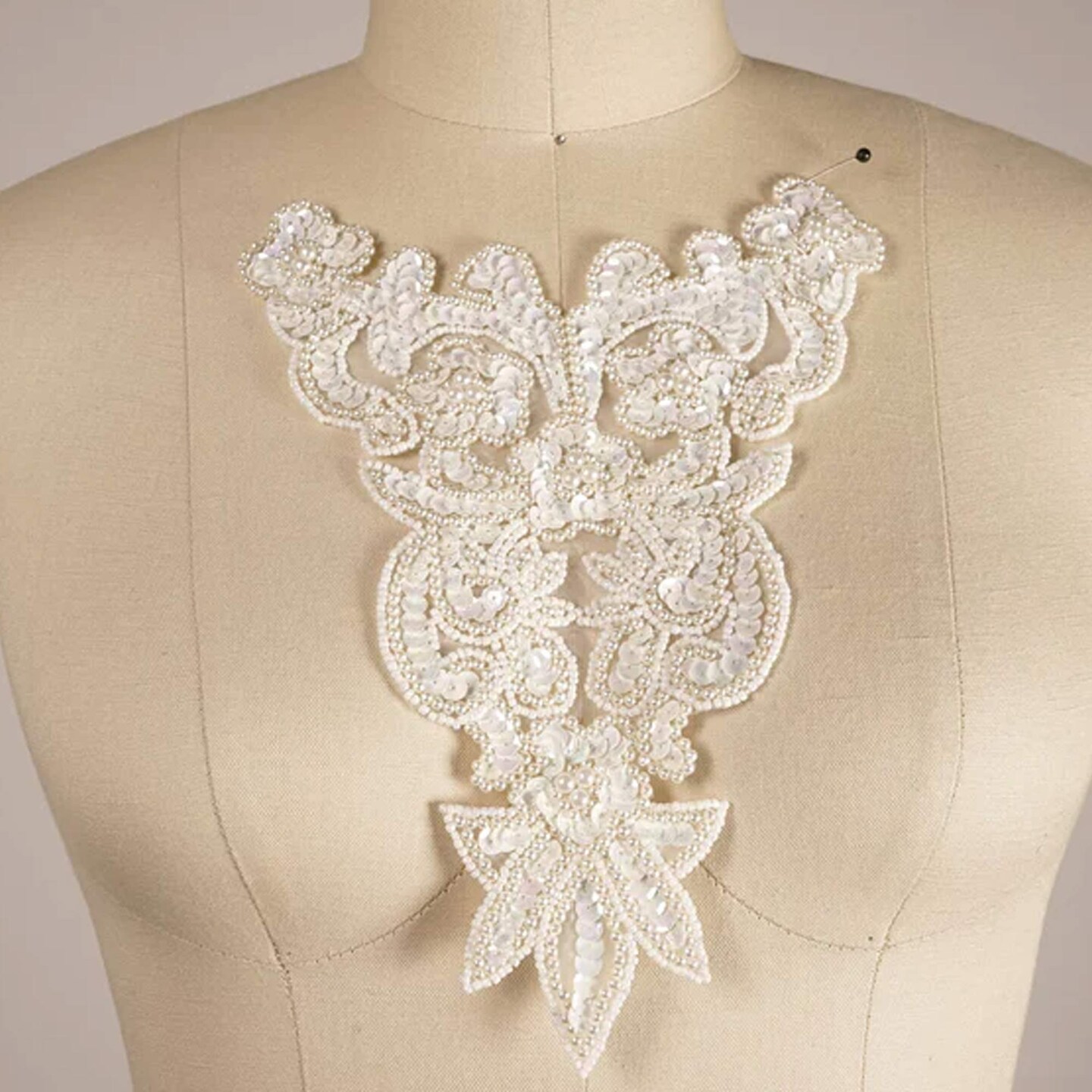 9" x 7" Off White Pearl Sequin Neckline Applique Collar for Wedding Dress Costume DIY