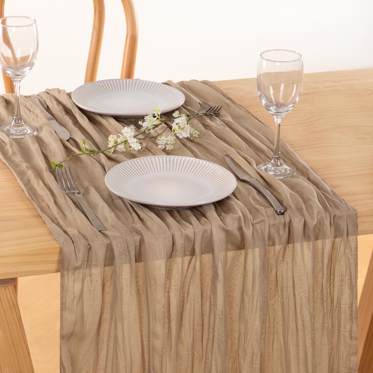 3 Pack Nude Cheesecloth Table Runner 10ft Boho (Nude) 10 ft - 3 Pack