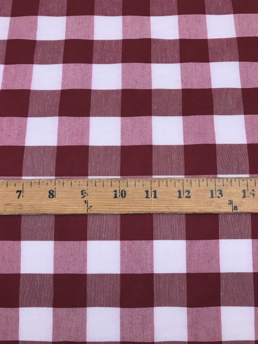 1 Yard Burgundy 1 Inch Checkered Gingham Poly Cotton Fabric For Apparel 58/59 Inch Wide Non-Stretch