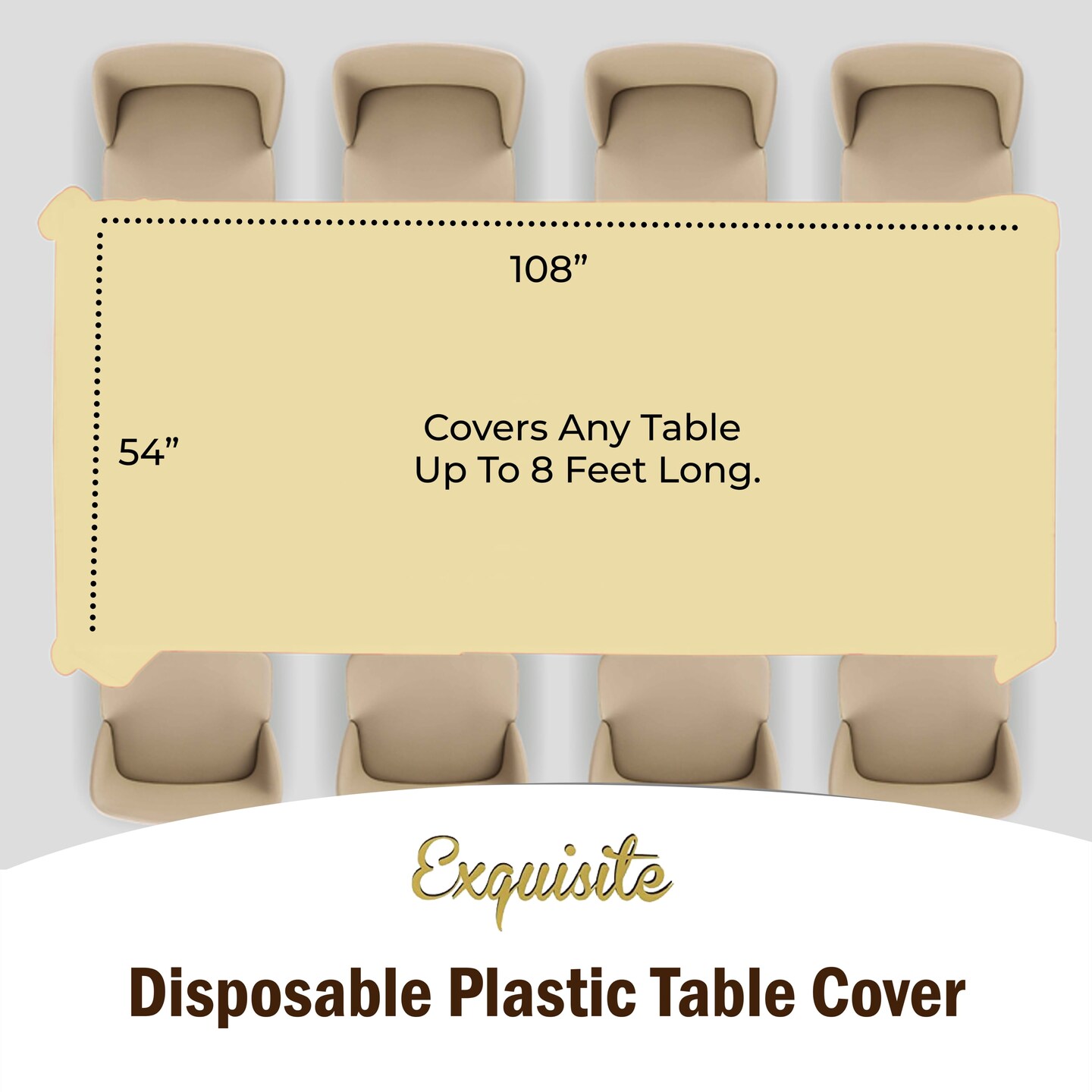 Exquisite 6-Pack Premium Plastic Tablecloth 54in. x 108in. Rectangle Plastic Table Cover