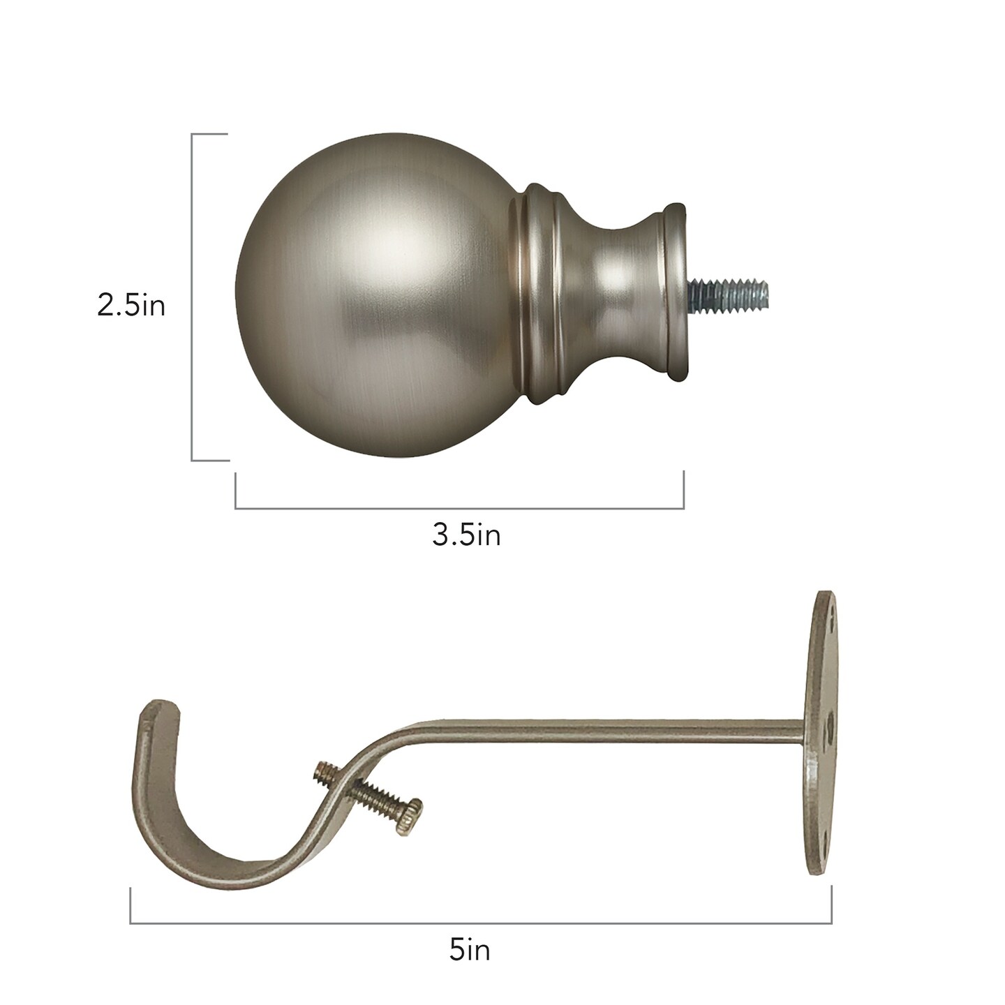Threadmade Home Cordelia Single Curtain Rod with Globe Ball Finial, Polished Nickel - 48"W x 86"L