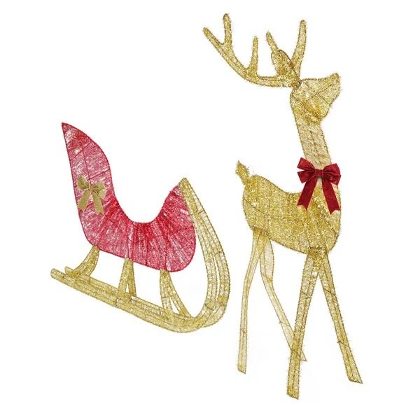 Lighted Christmas Reindeer & Sleigh Decoration – Outdoor/Indoor Holiday Display with 8 Lighting Modes