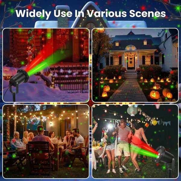 Outdoor Laser Projector Light Red & Green – Waterproof Holiday Landscape Light with Remote, Timer & 12 Speeds