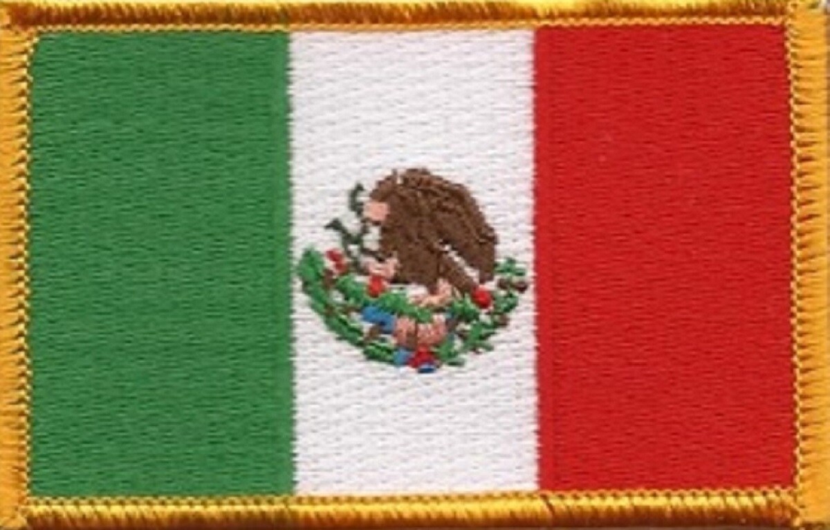 Mexico Flag Patch with Hook Backing Measures 3.50 x 2.25 inches Embroidered Flag Patch Emblems with Hook Backing