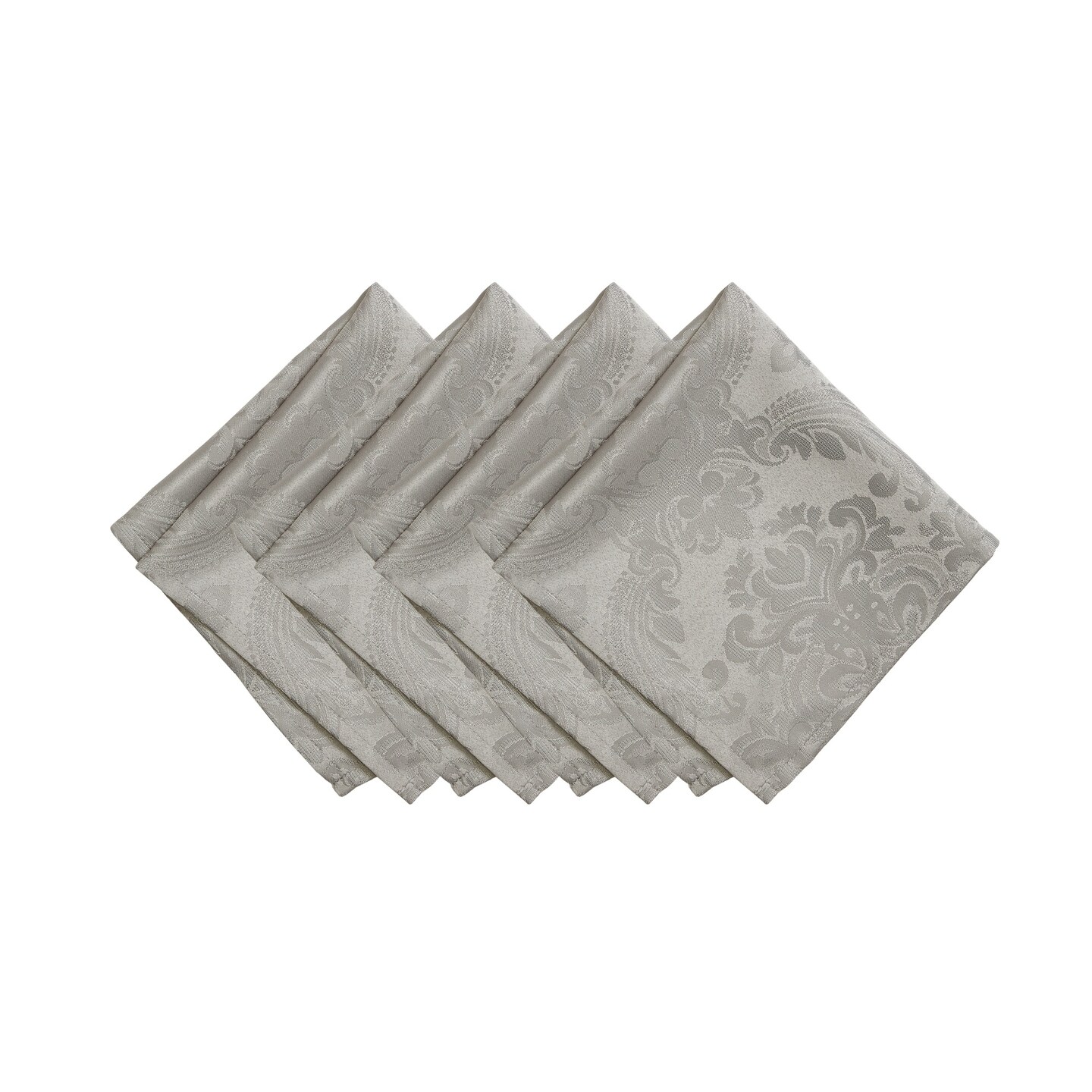 Threadmade Home Caiden Elegance Damask Napkin, set of 4, Silver - 17"W x 17"L