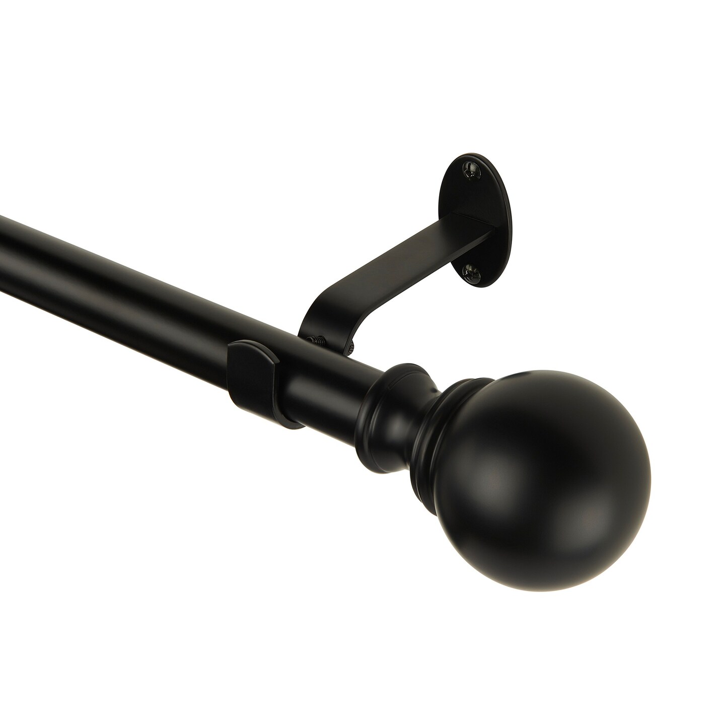 Threadmade Home Cordelia Single Curtain Rod with Globe Ball Finial, Antique Black - 28"W x 48"L