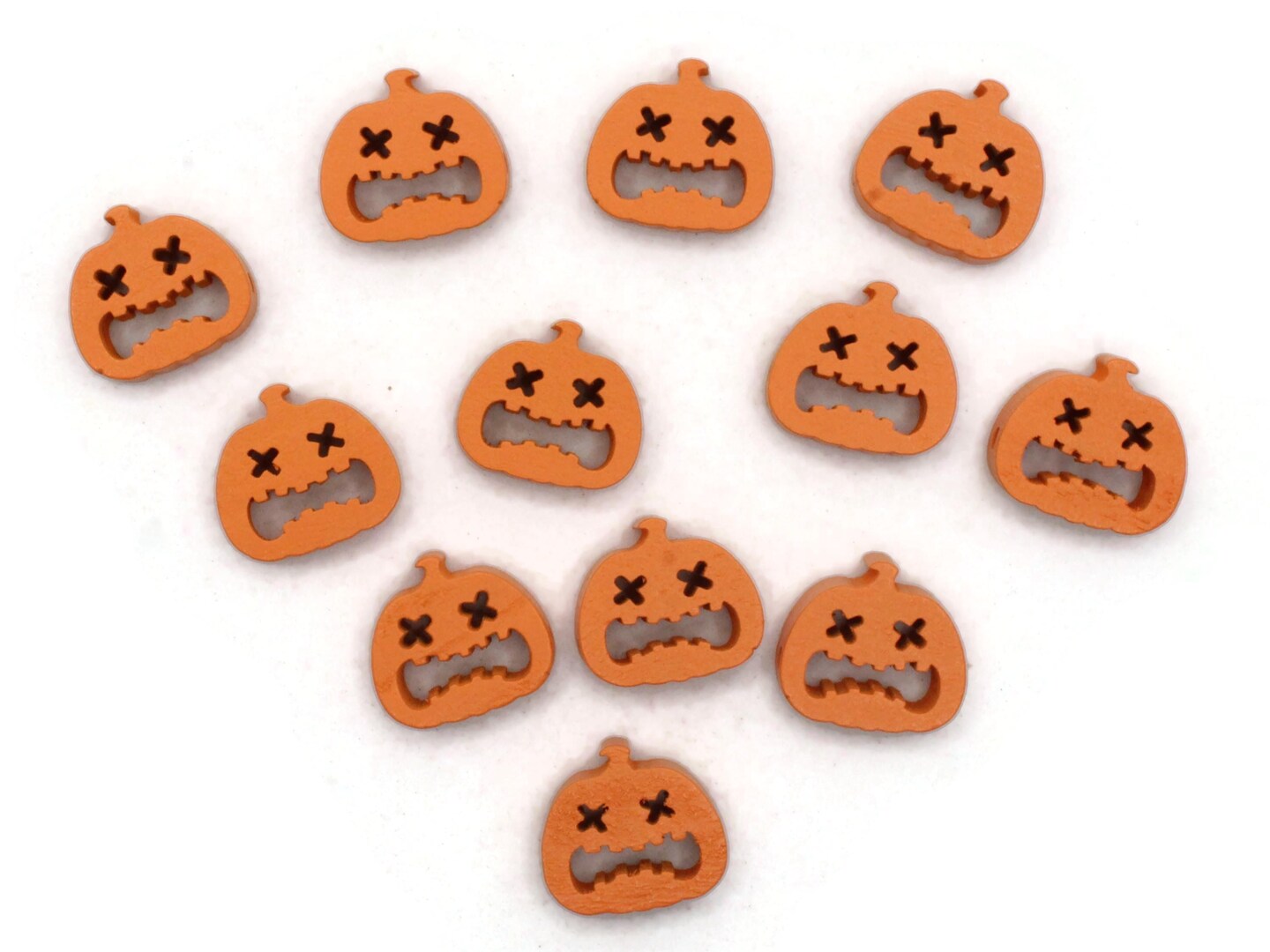 12 20mm Wooden Orange Pumpkin Beads Jack O' Lantern Halloween Beads to String