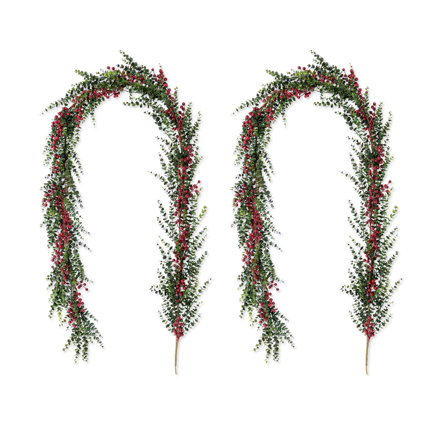 Christmas Greenery PE Dripping Cedar/Eucalyptus Garland/Wreath with Red Berries