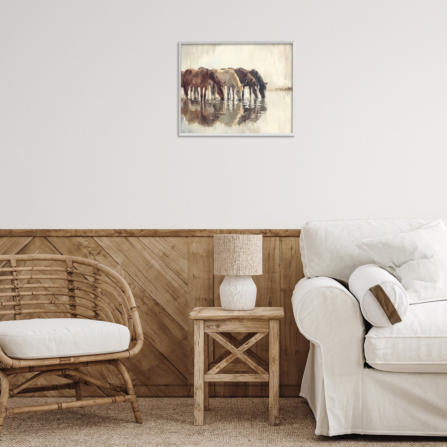 Stupell Industries Herd Of Horses Drinking Framed Giclee By Franklyn Gregory