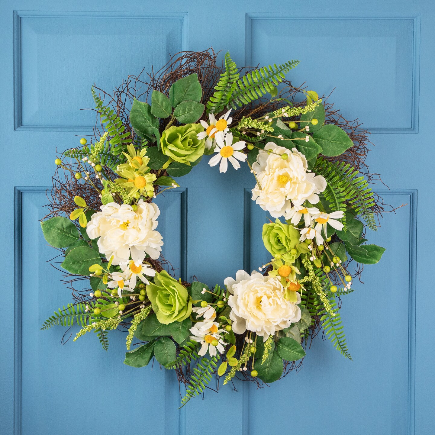 Northlight Mixed Floral Artificial Spring Wreath - 22&#x22;