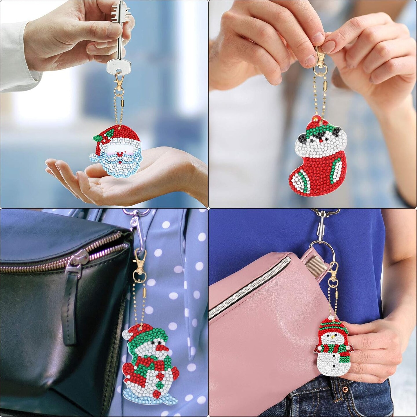 17 Pieces Double Sided Christmas Diamond Art Ornaments