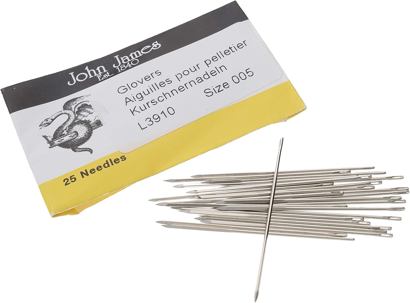 John James Glovers Needles, Triangular Point, Ideal to Pass Through Tougher Materials Such as Leather, Suede, Vinyl and Soft Plastics