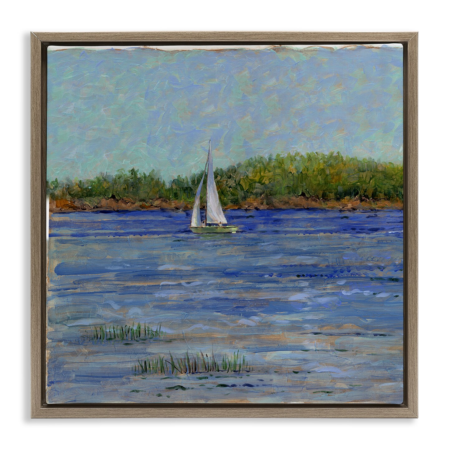 Stupell Industries Lone Sailboat Seascape Floating Frame By Tim Coffey ...