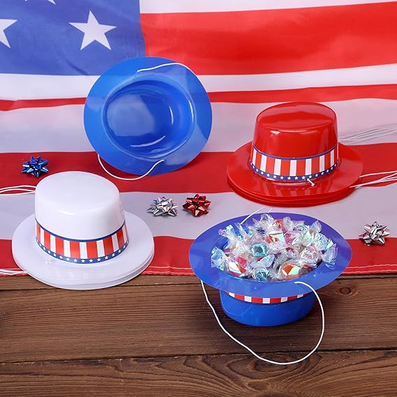 4th of July Patriotic Mini Top Hats, Red White Blue