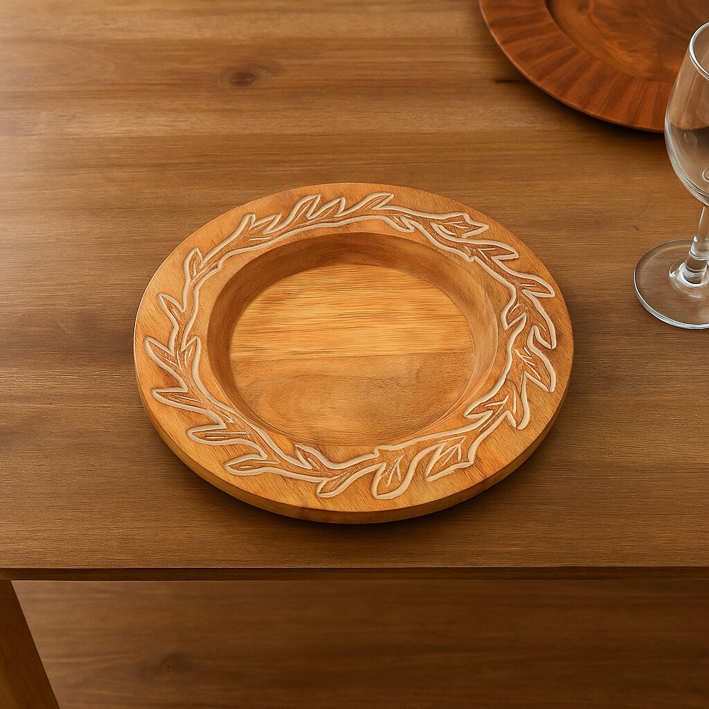 Handcrafted Natural Wood Charger Plate &#x2013; Ecofriendly, 13&#x201D;