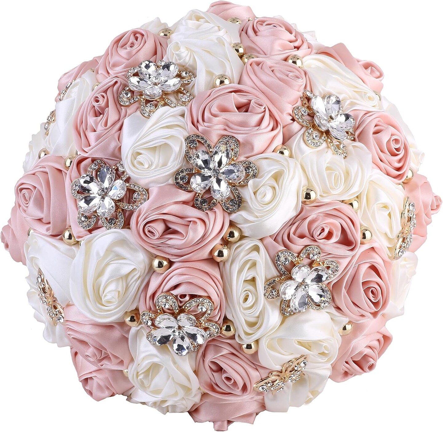 Handmade Bridal Wedding Bouquet (Pink &#x26; Ivory, 7.1&#x22;/18cm)