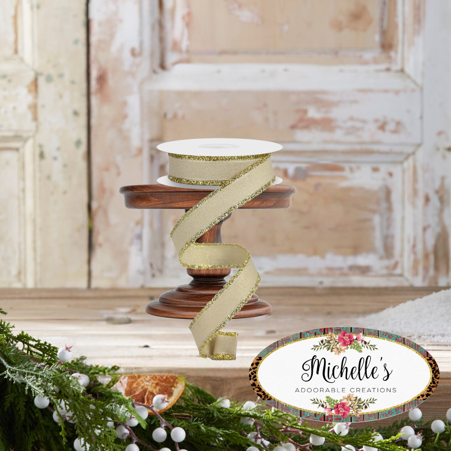 7/8&#x22; Fuzzy Edge Ribbon: Gold (10 Yards)