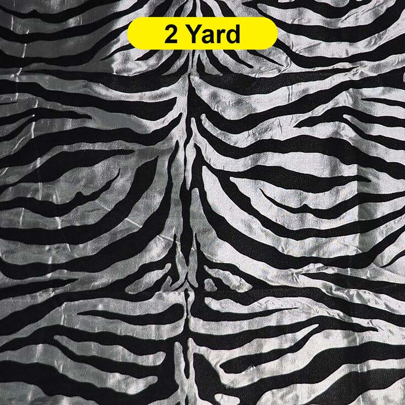 60" Wide Zebra Flocking Velvet Taffeta Fabric for Curtains, Apparel, Decor