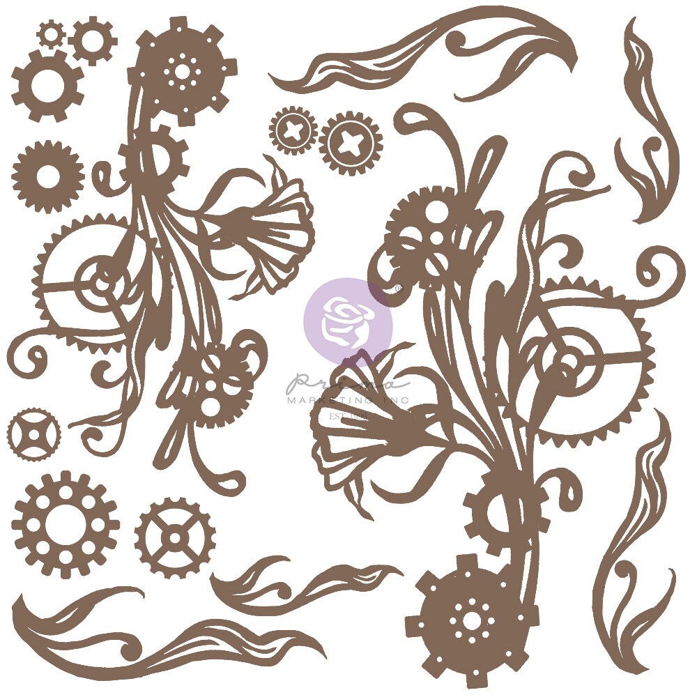 Finnabair Decorative Chipboard - Mechanical Flourishes - 16 pcs