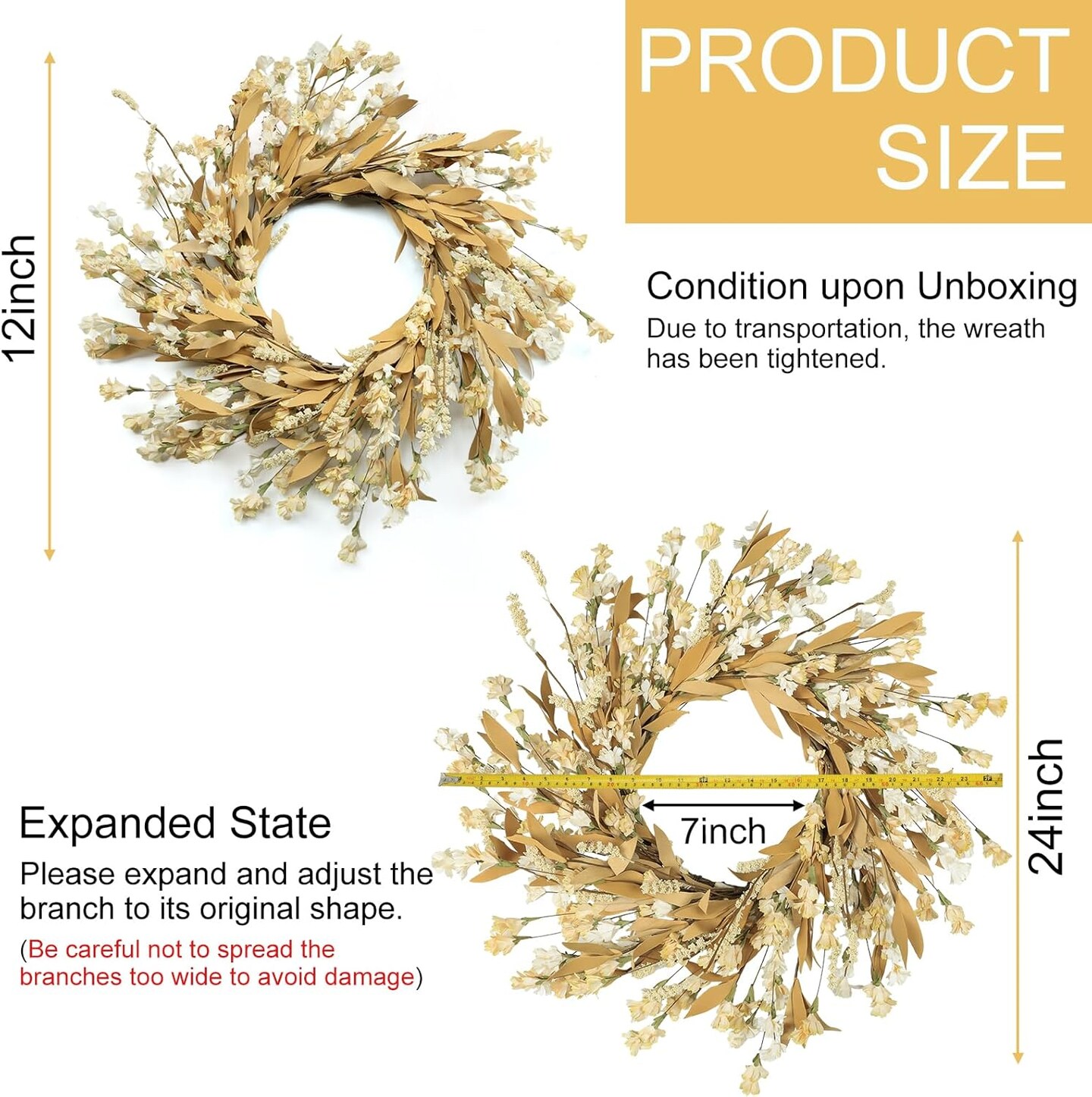 24 Inches Fall Wreaths (Wheat)