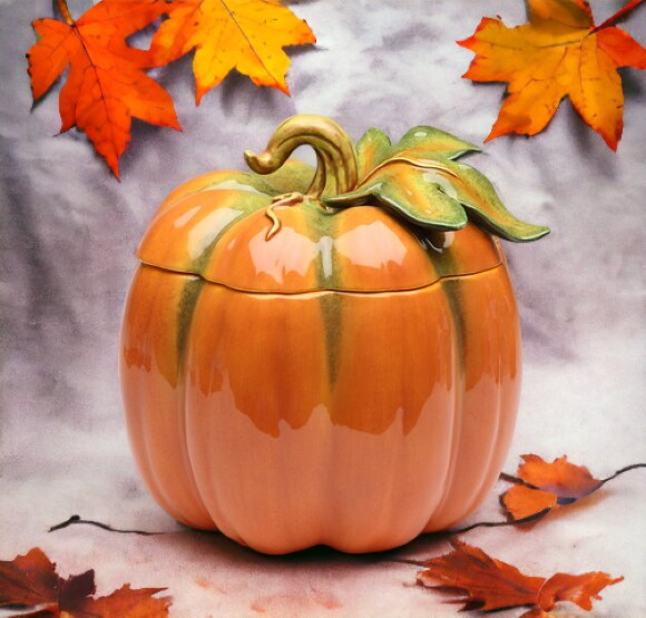 Ceramic Halloween Pumpkin Box-Large, Kitchen Container Jar, Home Décor, Gift for Her, Gift for Mom, Kitchen Décor, Fall Décor