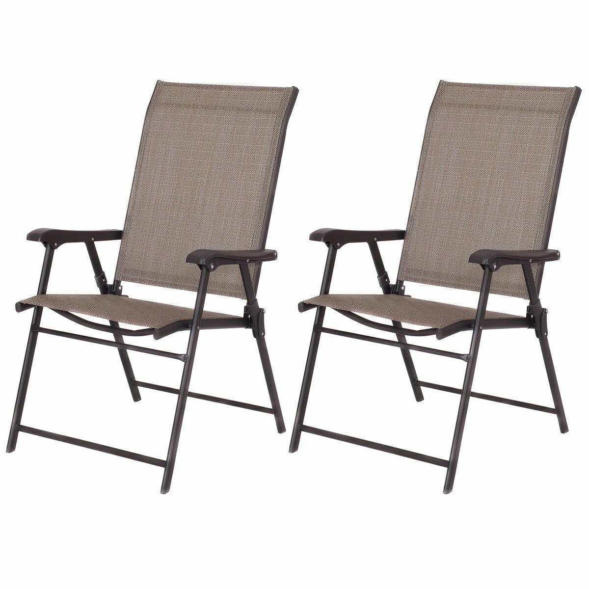 Set of 2 Folding Patio Chairs Outdoor Textilene Seating with Steel Frame for Deck Garden Porch