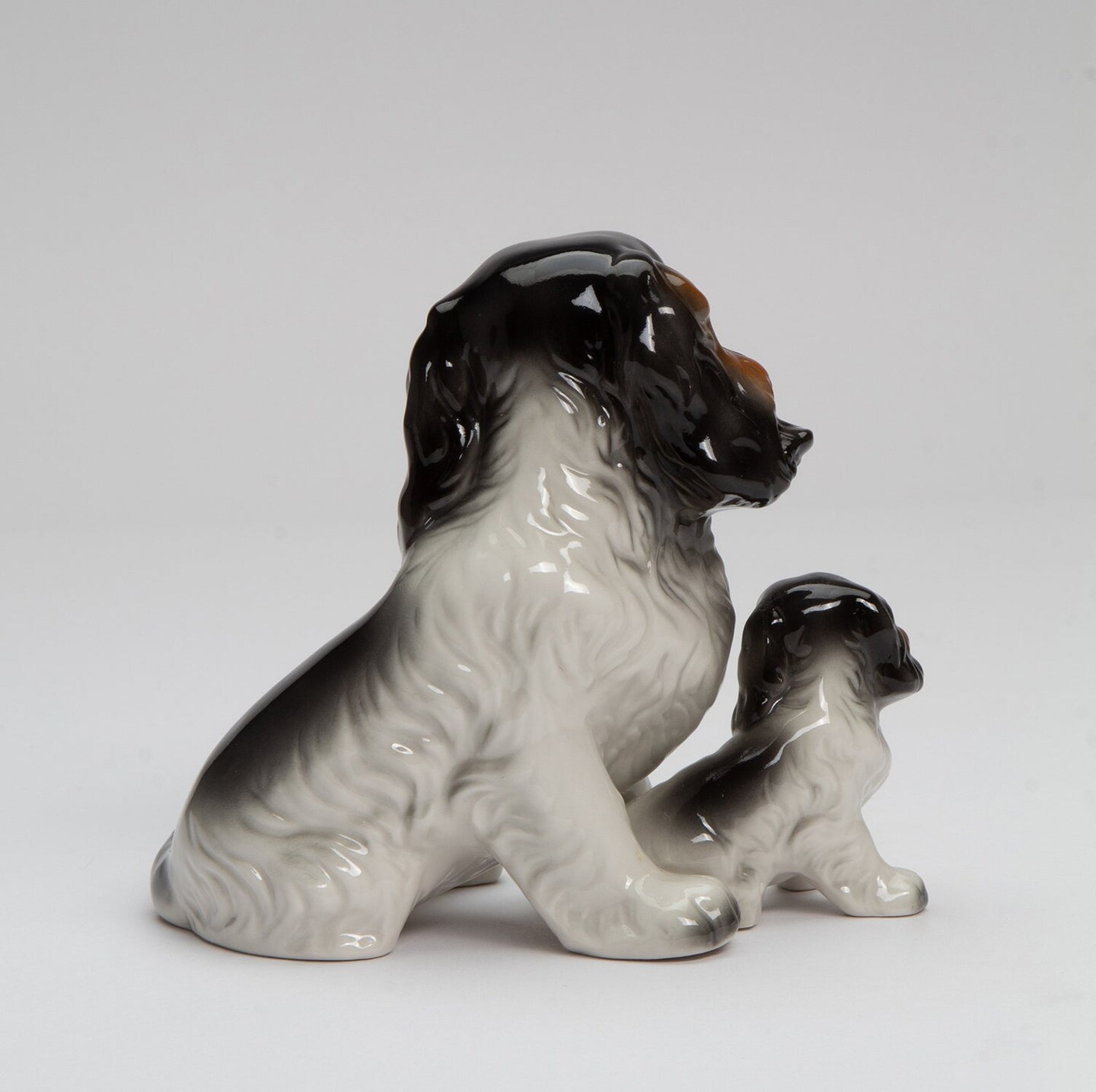 Ceramic Black and White Cocker Spaniel Dog with Puppy Figurine, Gift for Her, Gift for Mom, Kitchen D&#xE9;cor, Dog Lover Gift, Pet Loss Gift