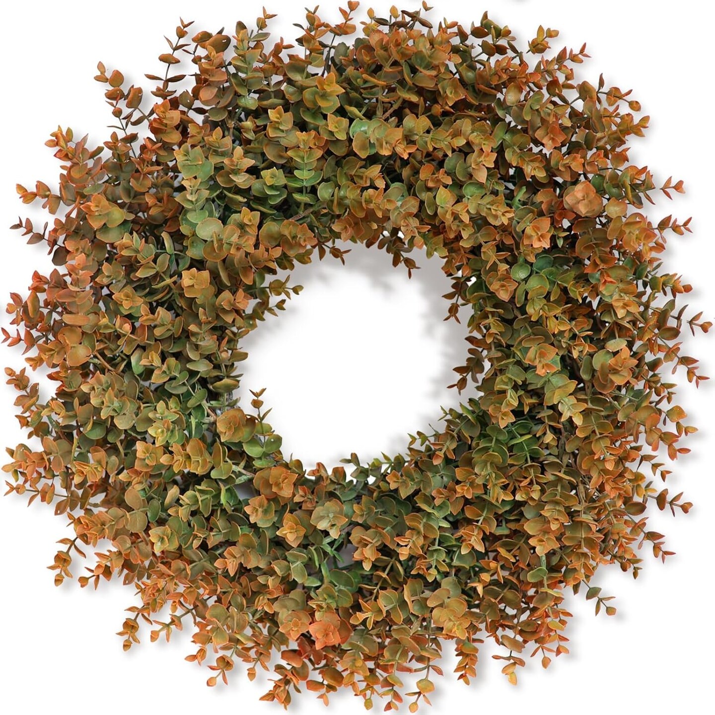 26&#x22; Fall Wreath for Front Door, Porch, Window - Large Artificial Boxwood Leaves