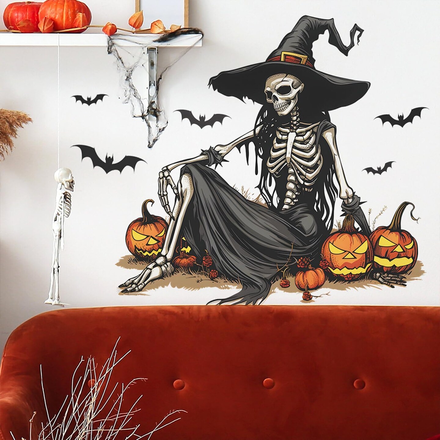 Horror Halloween Witch Skeleton Wall