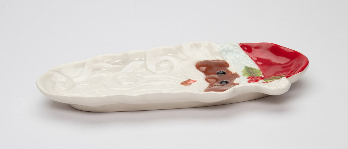 Ceramic African American Santa Dessert Tray, Home D&#xE9;cor, Gift for Her, Gift for Mom, Kitchen D&#xE9;cor, Christmas D&#xE9;cor
