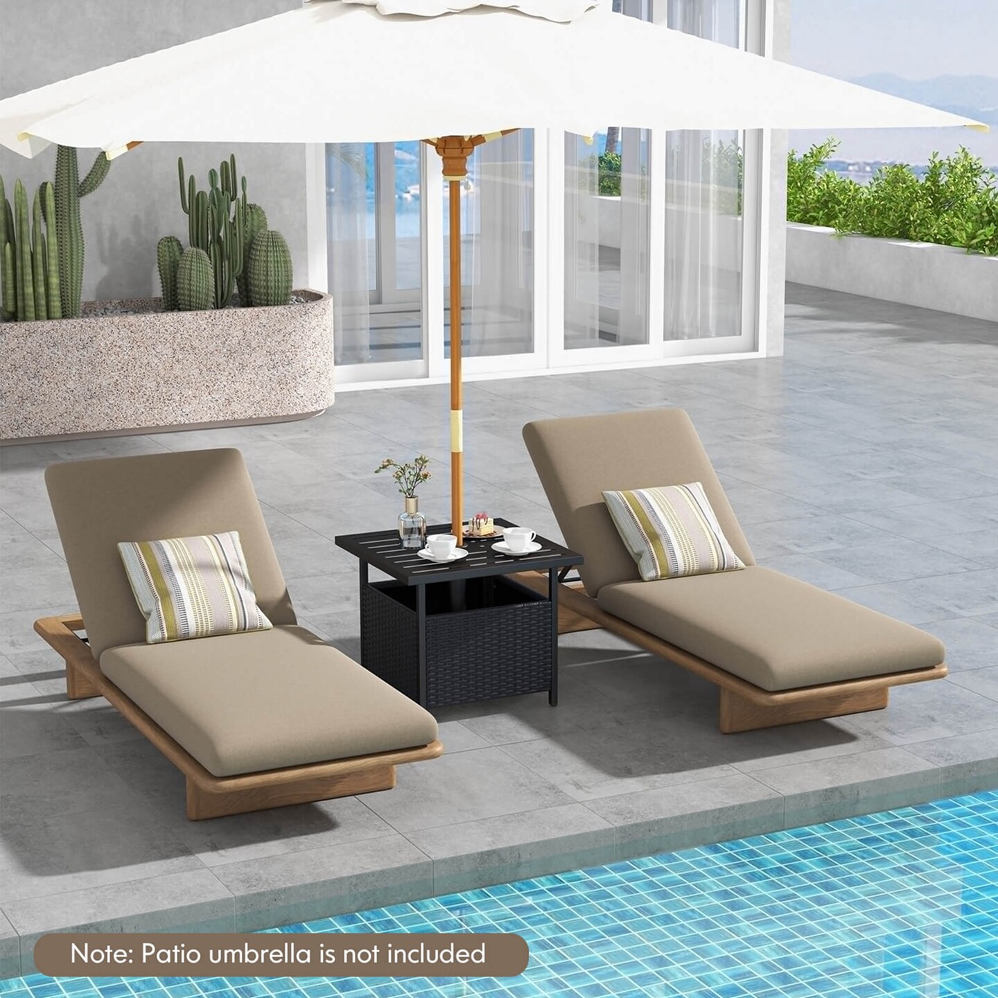 Costway Rattan Wicker Steel Side Table Outdoor Furniture Deck Garden Patio Pool Black/Gray/Brown