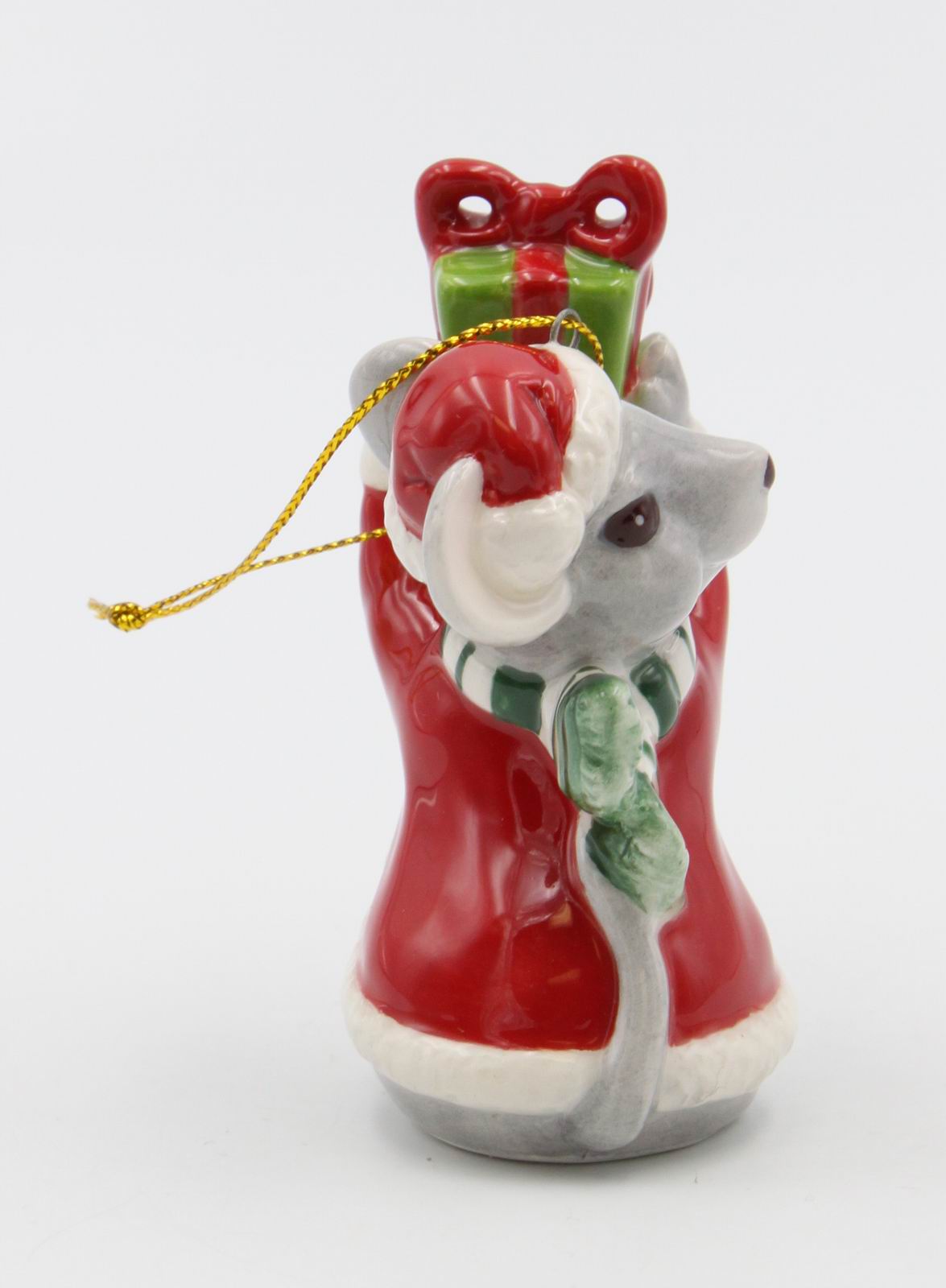 Ceramic Christmas Mouse With Gift Ornament, Home Décor, Gift for Her, Gift for Mom, Kitchen Décor, Christmas Décor