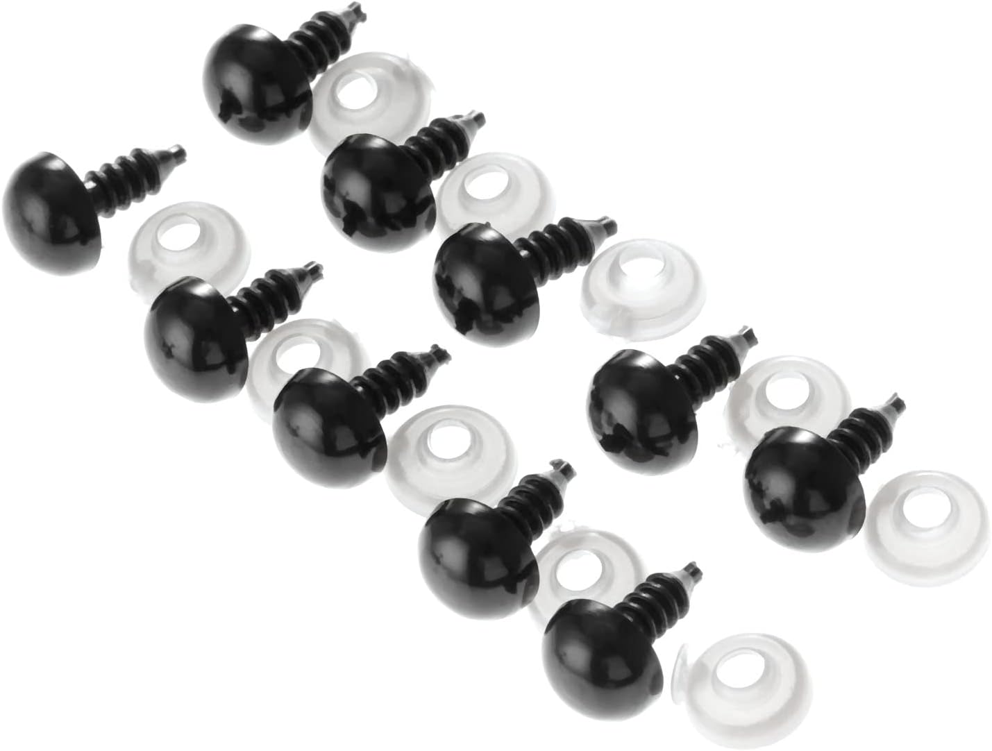 60pcs Black Plastic Safety Eyes with Washers – 10mm Craft Eyes for Crochet, Amigurumi, Plush Toys, Dolls & DIY Projects