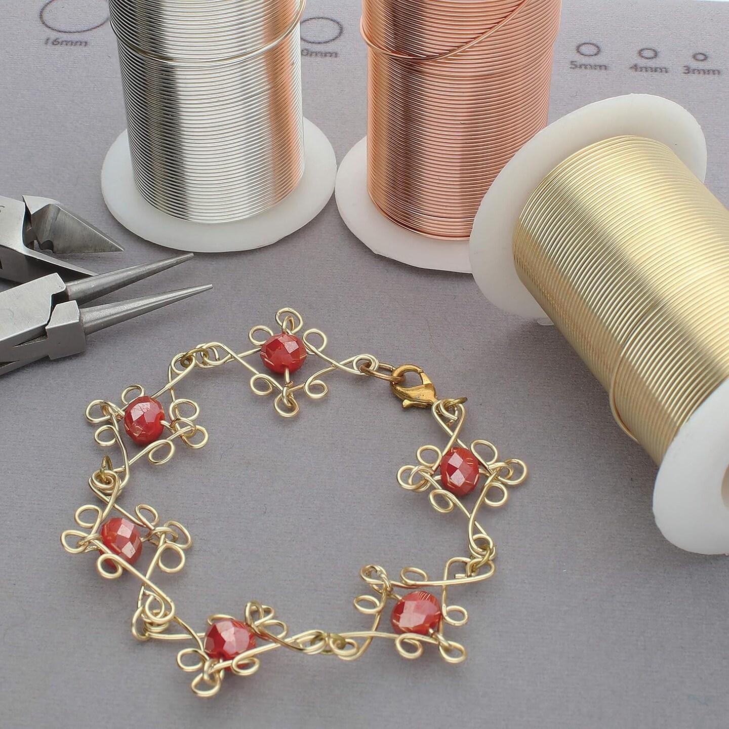 The Beadsmith Wire Elements 28-Gauge Lacquered Tarnish-Resistant Copper Wire for Jewelry Making, 4-40 Yard, 36.58 Meter Spools (Gold, Silver, &#x26; Copper Color)