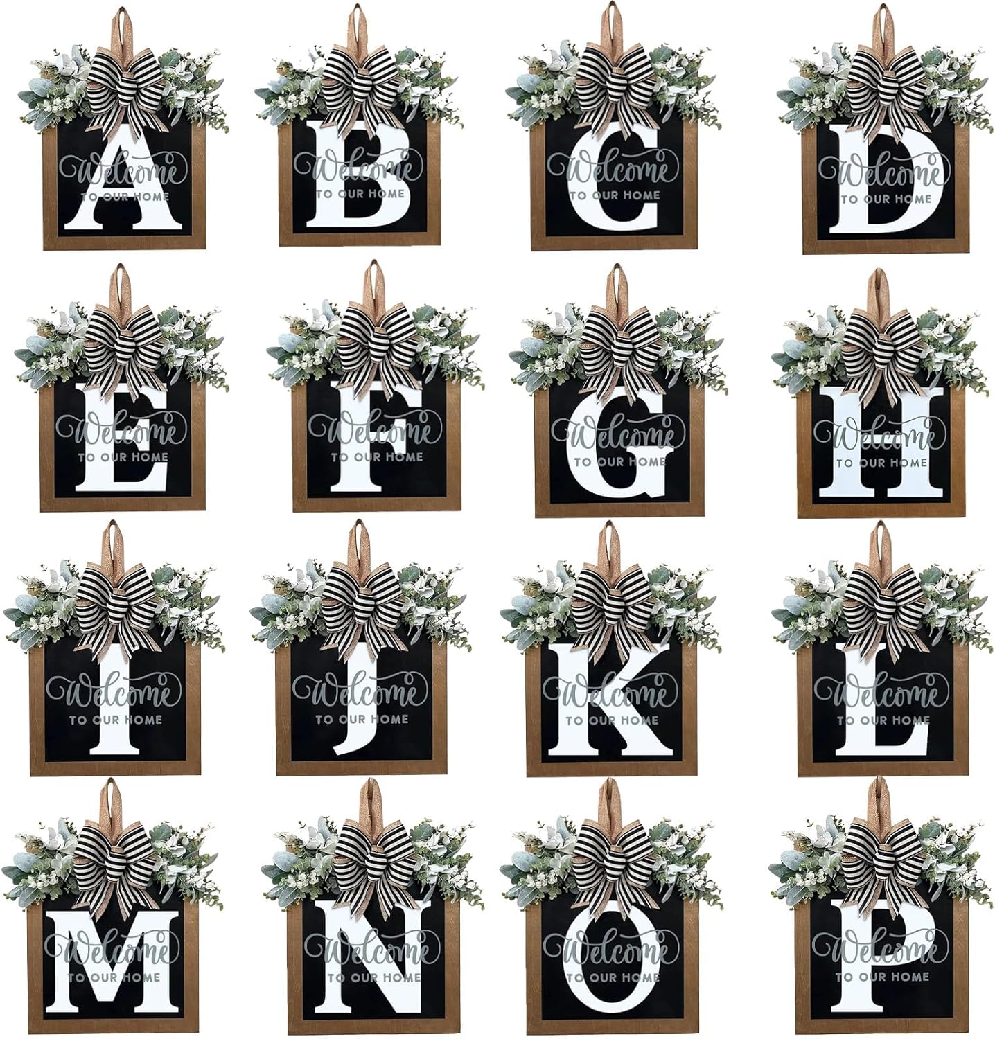 Last Name Year Round Front Door Wreath Front Porch Decoration 26 Letter