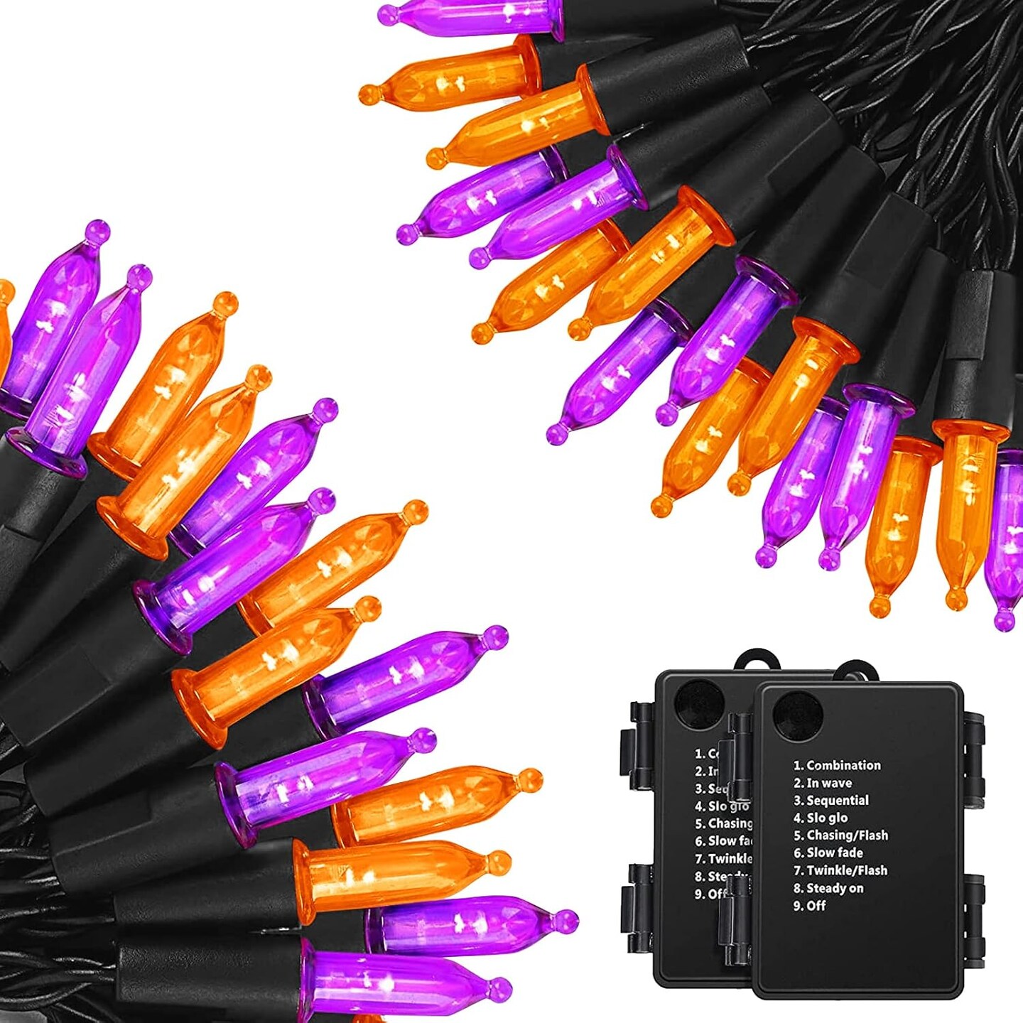 2 Set - Mini String Light for Halloween (Orange&#x26;Purple)