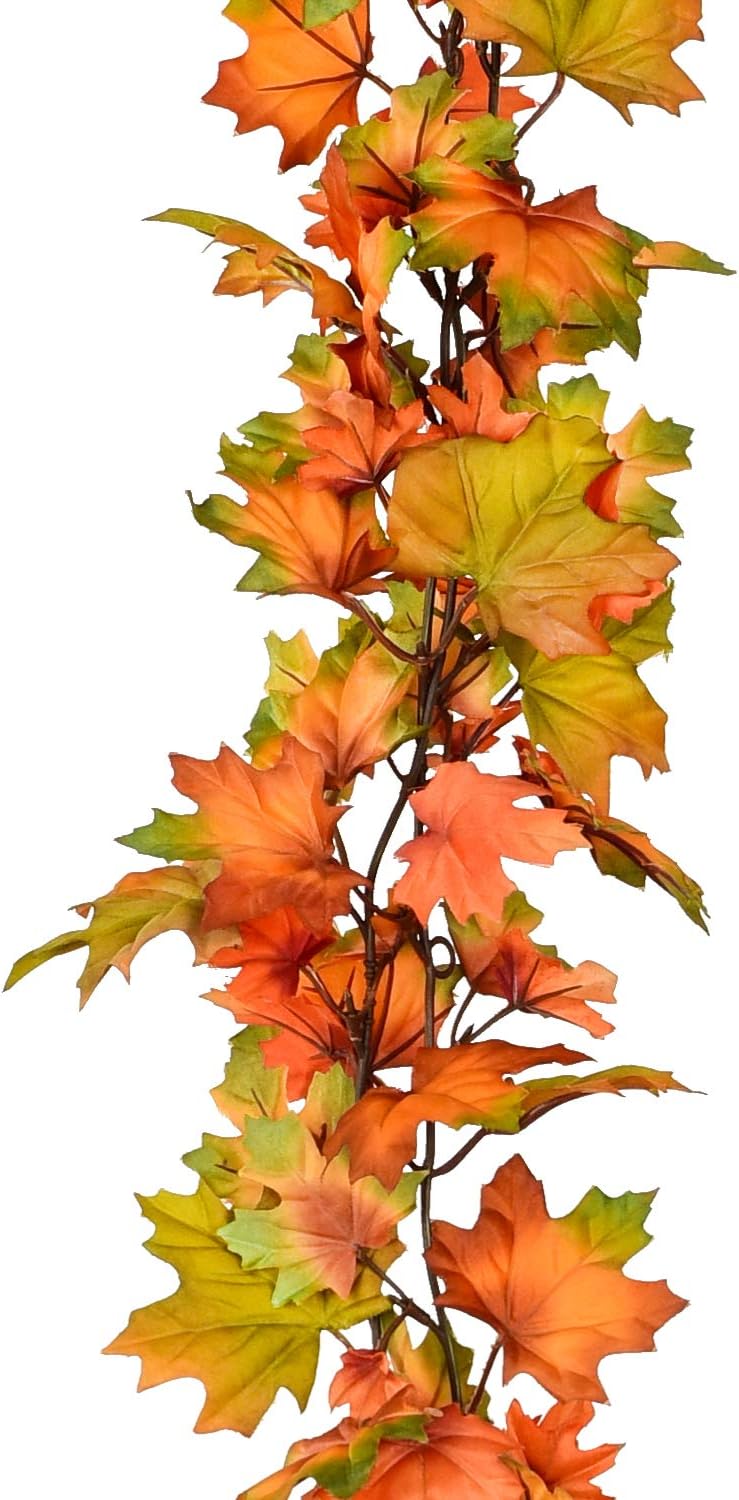 2 Pack Fall Maple Leaf Garland, 6.5Ft/Piece Hanging Vine Artificial