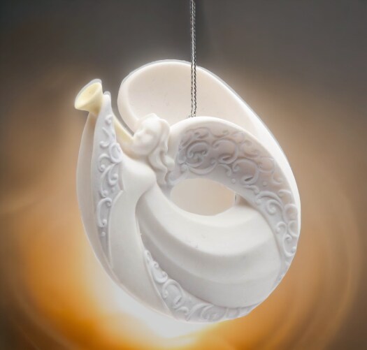 Ceramic Angel Ornament Playing Horn, Home D&#xE9;cor, Religious D&#xE9;cor, Religious Gift, Church D&#xE9;cor, Baptism Gift