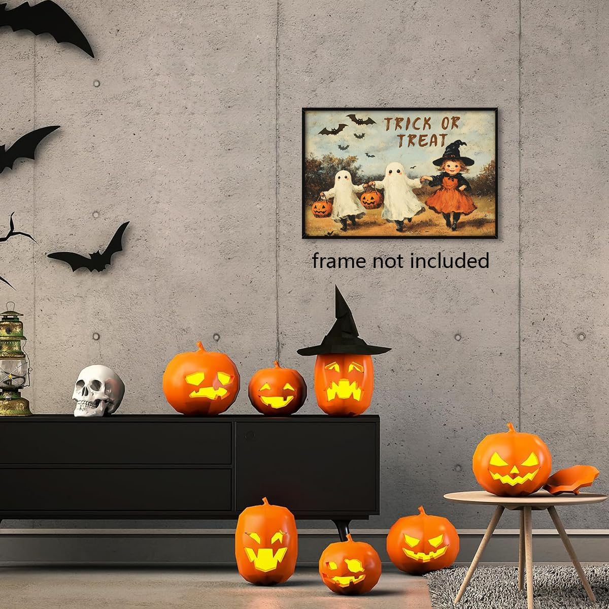 Primitive Victorian Halloween Canvas Wall Art,