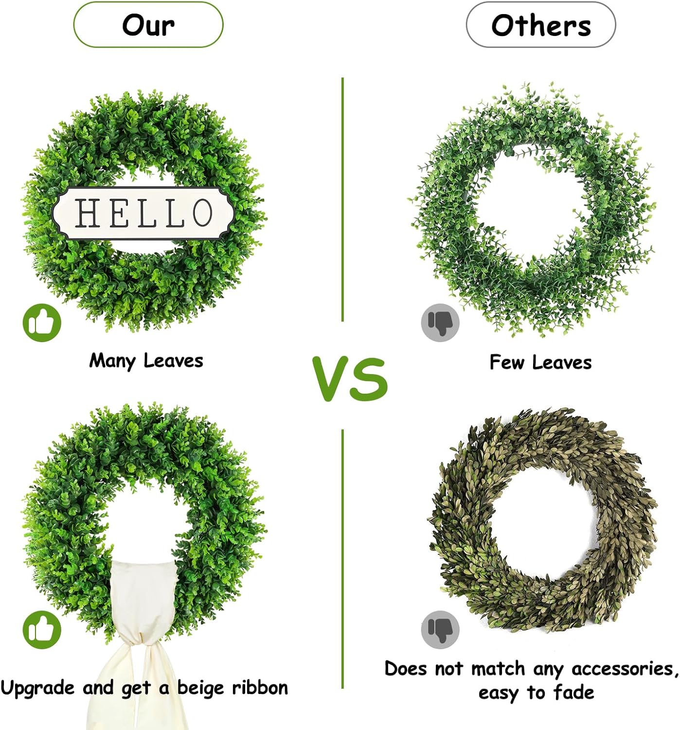 20&#x27;&#x27; Artificial Boxwood Spring Wreath - Green