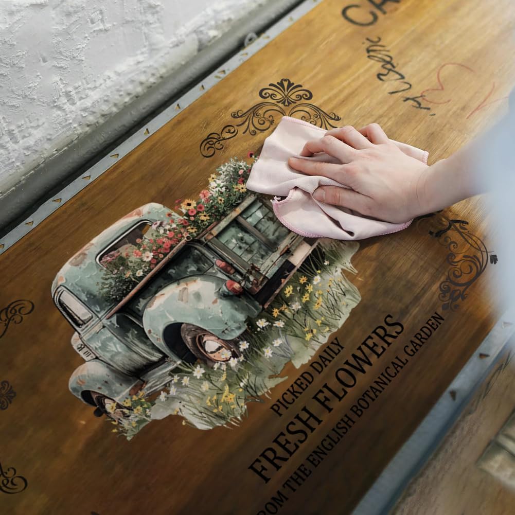 3pcs/Set Vintage Truck Flowers Rub on Transfer Stickers 11.8x5.9 Inch