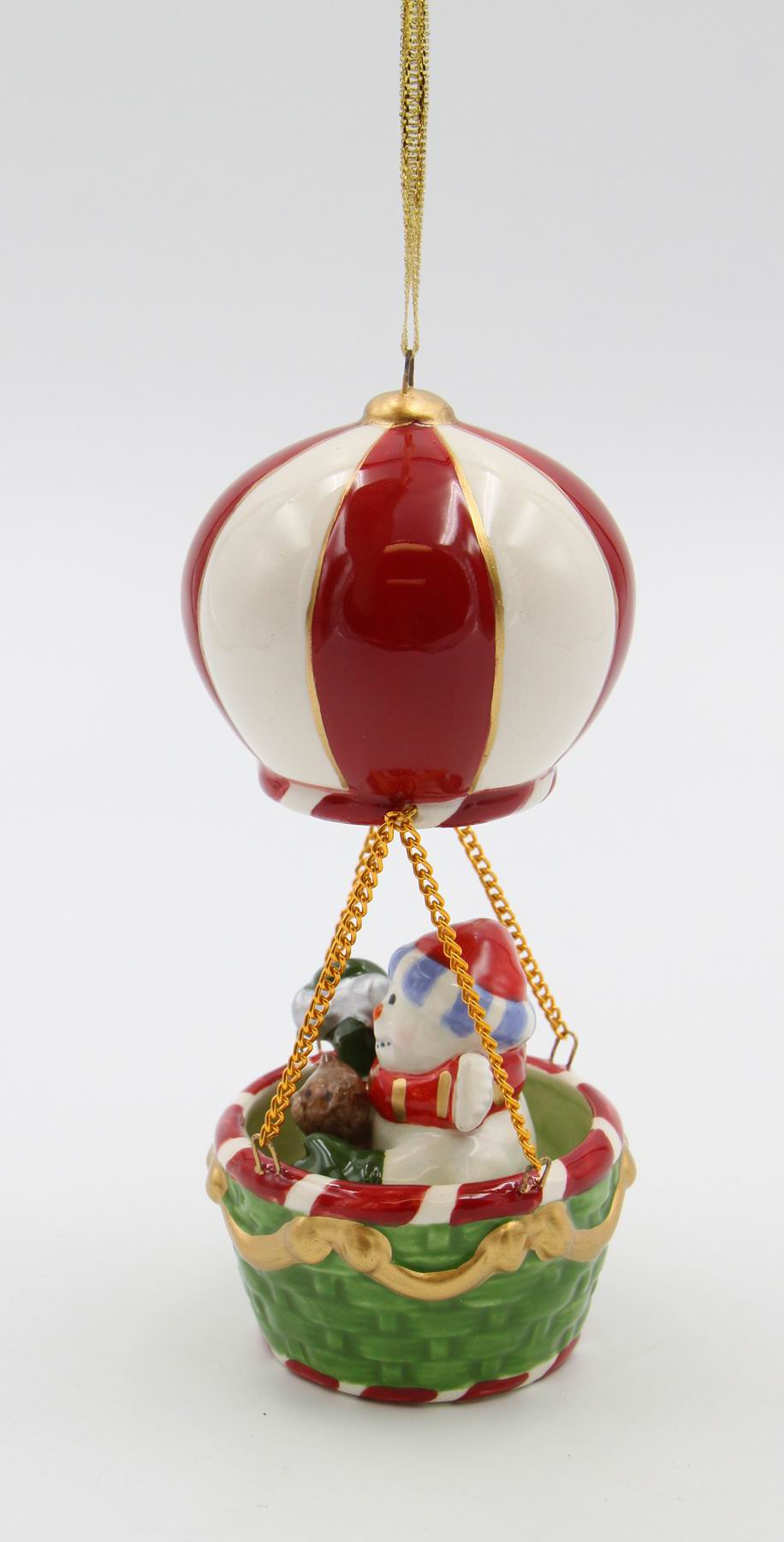 Ceramic Christmas Snowman Hot Air Balloon Ornament, Home Décor, Gift for Her, Gift for Mom, Kitchen Décor, Christmas Décor