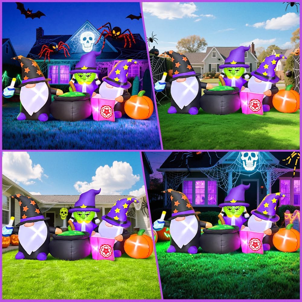 7FT Halloween Inflatable LED Decoration - Pumpkin Witches Gnomes Refine Poison