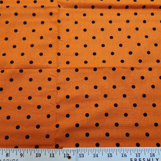 David Textiles 18&#x22; x 21&#x22; Cotton Halloween Fat Quarter - Black Dots on Orange