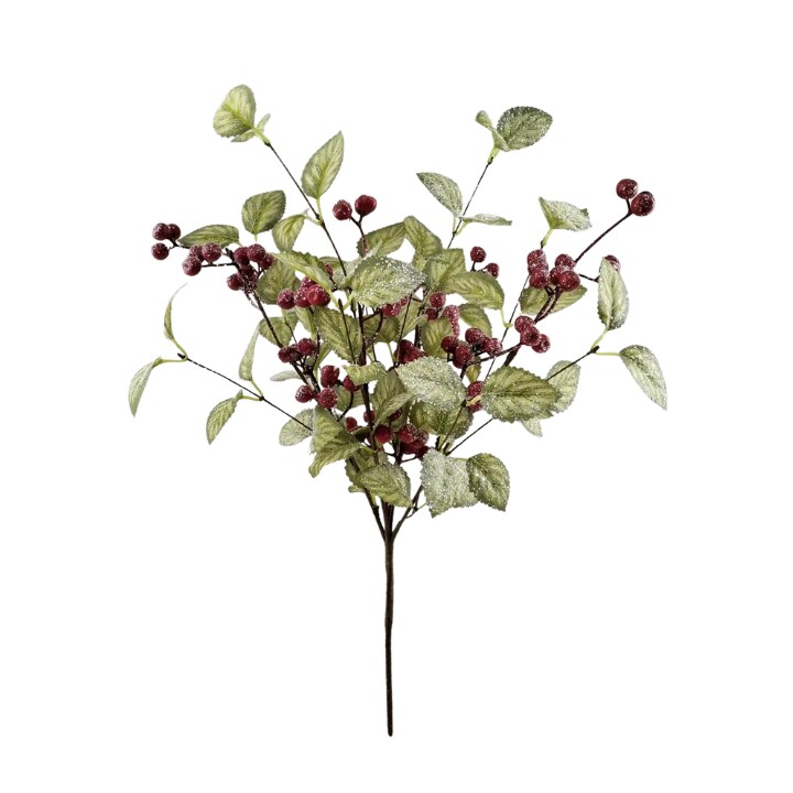 20&#x22; Frosted Viburnum Berry Bush &#x2013; Icy Red Berries for Holiday Decor-40376